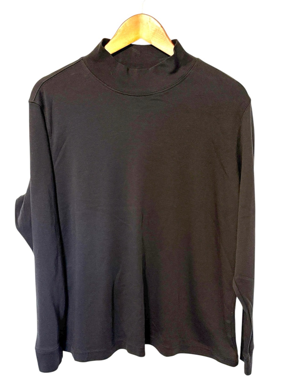 Lands’ End Turtleneck Long Sleeve Top Cotton Plus Size Medium-Weight Black 1X
